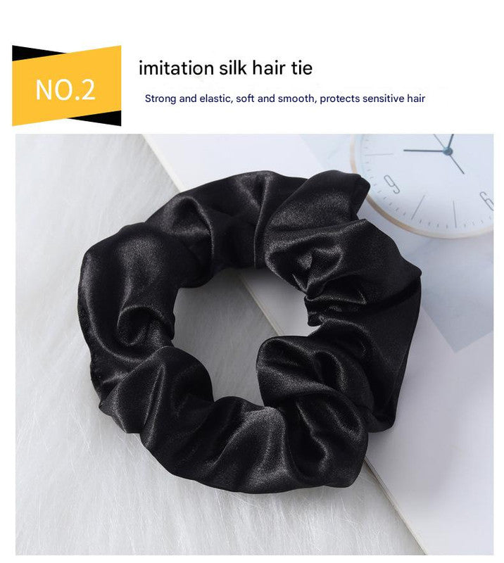 Luxury Satin Sleep Mask Gift Set,4-Piece with Pillowcase and Hair Accessories(Black)