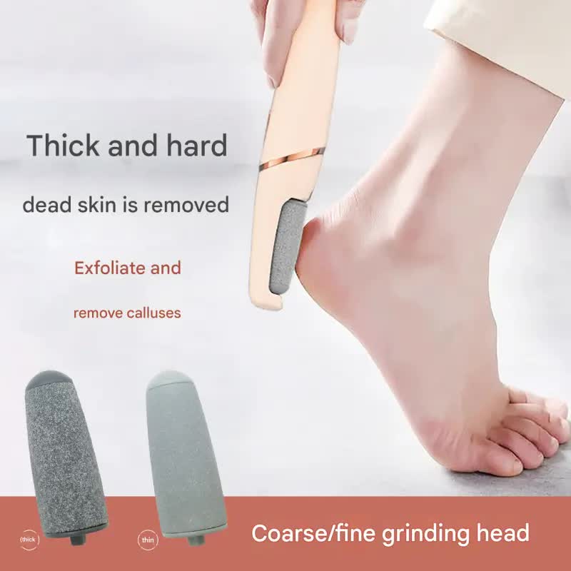 Rechargeable Electric Foot File - Waterproof Callus Remover with Interchangeable Heads(white)