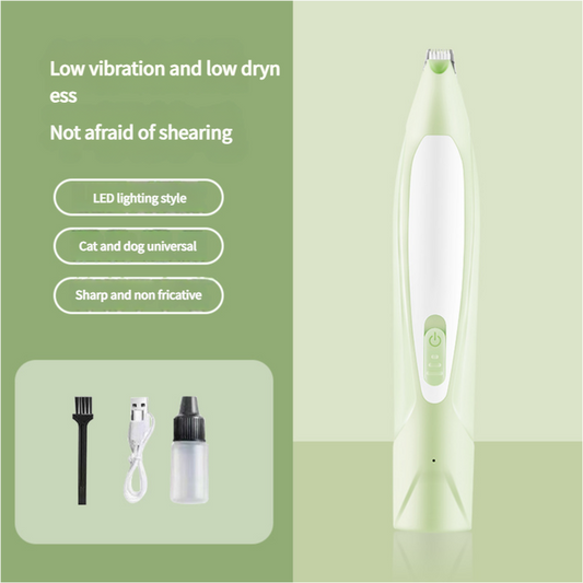 Electric Pet Hair Clipper with Type-C Charging, LED Light, and Grooming Accessories(green)