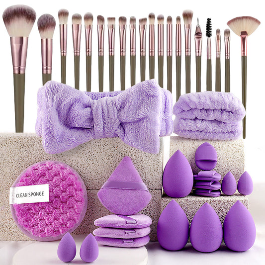 40-Piece Ultimate Beauty Tool Kit for Face Cleansing and Makeup(purple)