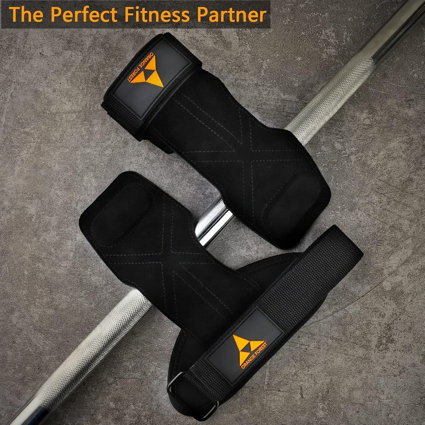 Heavy Duty Weightlifting Grips - Anti-Slip Cowhide Palm Protectors with Neoprene Wrist Support & Adjustable Straps(Brown)