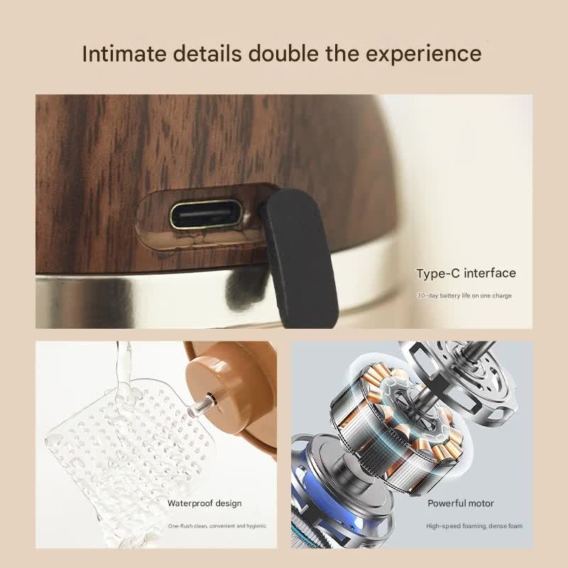 Electric Foaming Cleanser Maker - Rechargeable, Dense Foam for Deep Cleansing(Log+Light Gold)