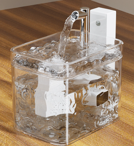 Transparent Wireless Sensor Pet Water Fountain - 1.5L Automatic Filtered Dispenser