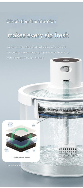 Blue Wireless Automatic Pet Water Fountain - 2.2L Motion Sensor Dispenser