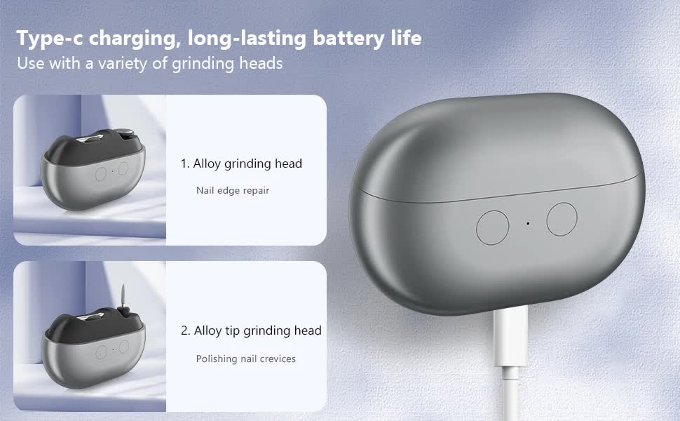 Black Multi-Function Electric Nail File - Built-in Storage Space, LED Light, Quiet Operation