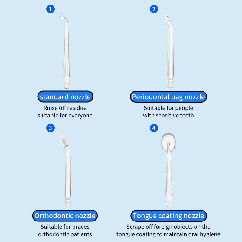 Portable Electric Oral Irrigator with 4 Nozzles 3 Pressure Modes - Black