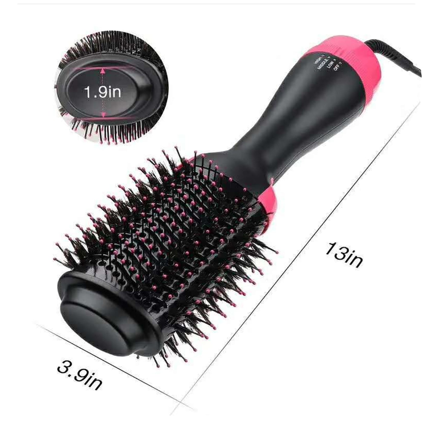Red 3-in-1 Hot Air Brush Hair Dryer & Styler - Volumizer, Straightener, Curler