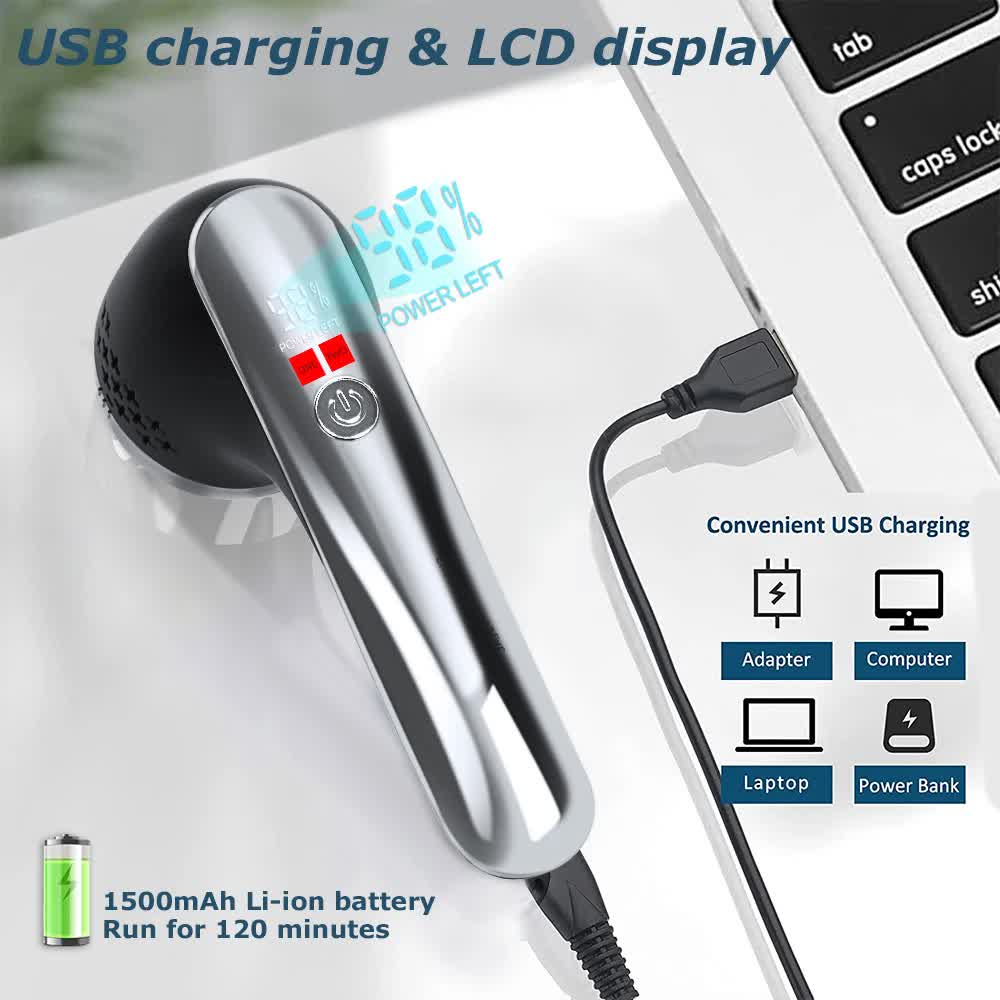 Black Rechargeable Electric Foot Grinder with Suction - Complete 10-Piece Pedicure Kit