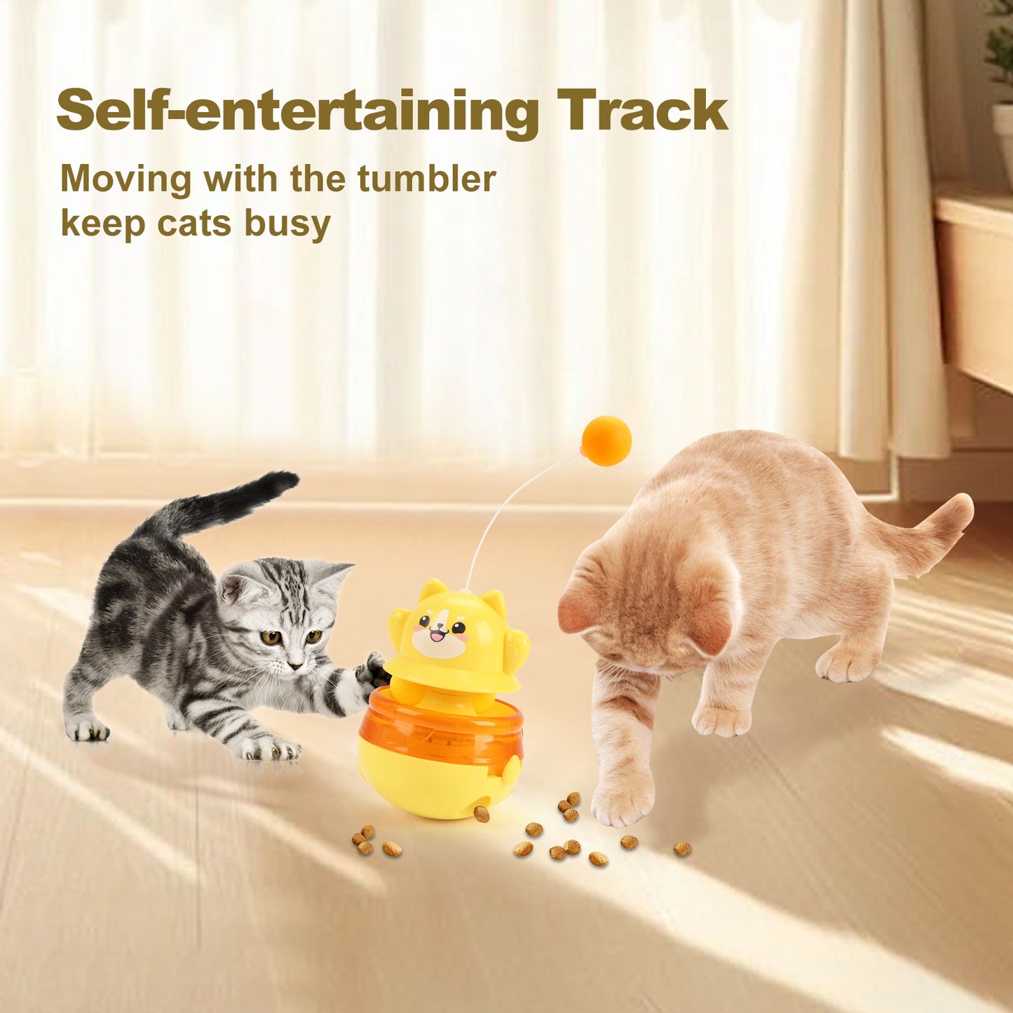 Pink 3-in-1 Interactive Cat Toy - Tumbler, Treat Dispenser, Track & Teaser Ball