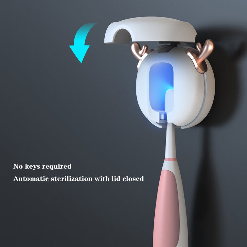 Cute UV Toothbrush Sanitizer Holder - Wall Mounted, Portable for Travel (Golden Ear Panda)