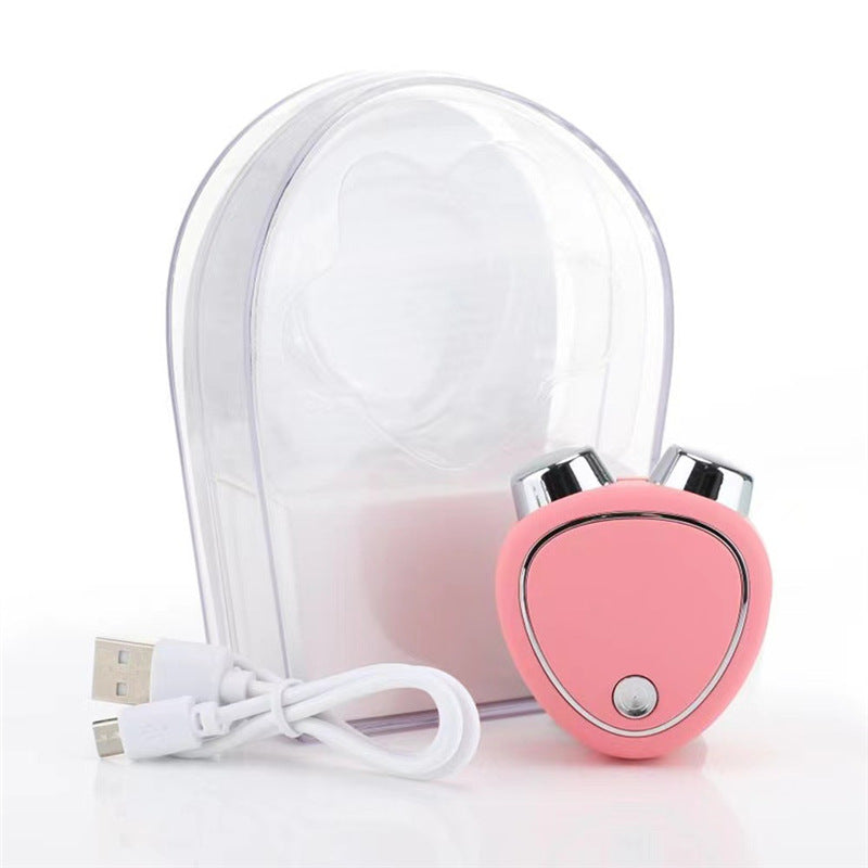 Pink Microcurrent Face Lifting Massager - Sonic Vibration, V-Shape Sculpting