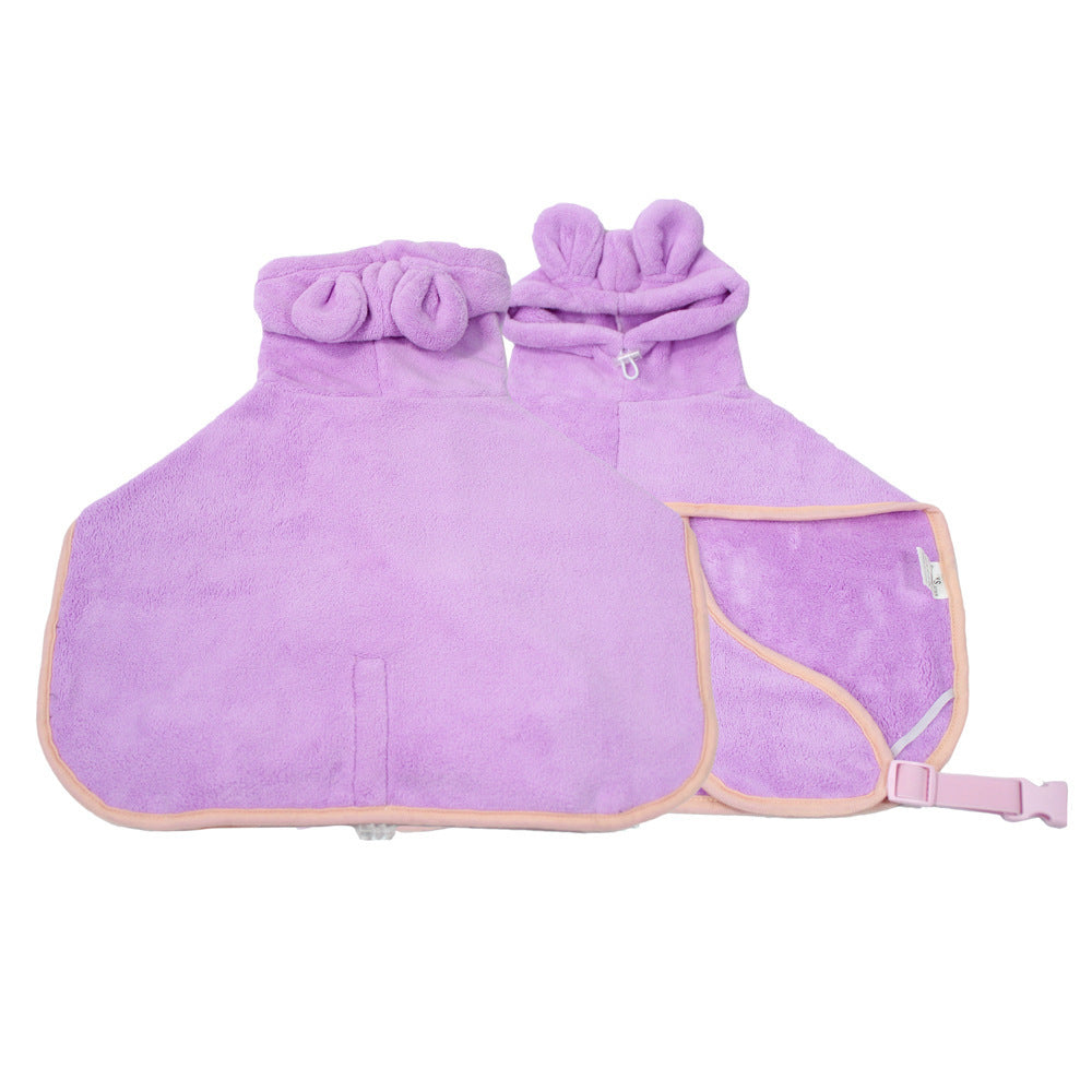 Purple Hooded Dog Bathrobe - Super Absorbent, Adjustable Fit, Cozy Pet Towel (Size : XL)