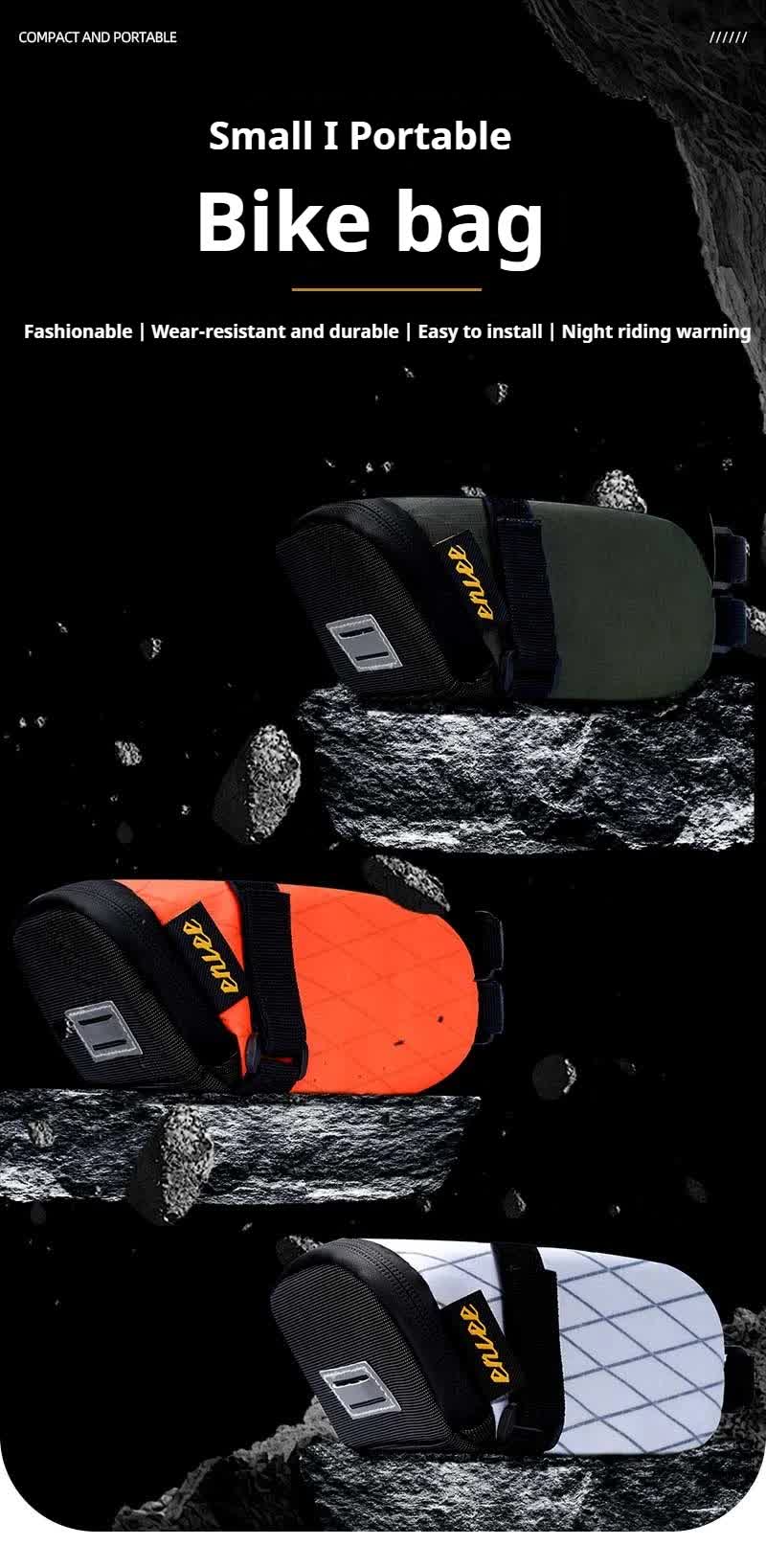 Green And Black Water-Resistant Bicycle Saddle Bag - 1.3L Reflective Seat Pack for Road & Mountain Bikes