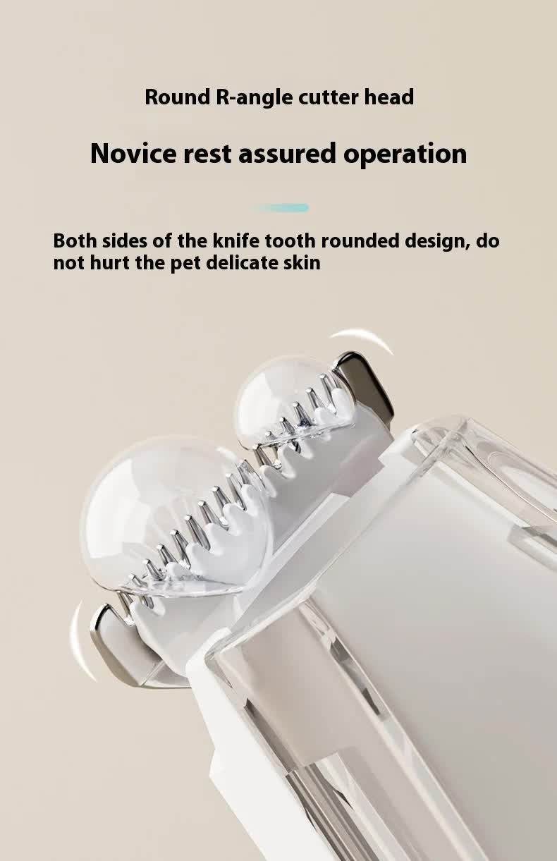 White Rechargeable Pet Grooming Clipper with Built-in Vacuum - Low Noise Hair Trimmer for Dogs & Cats