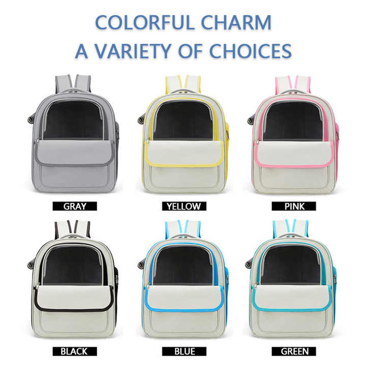 Beige And Black Spacious Pet Carrier Backpack with Clear Window - Comfortable Travel Bag for Cats & Small Dogs
