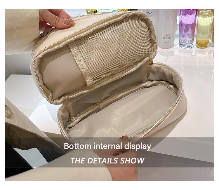 Pink Large Capacity Double Layer PU Leather Makeup Bag - Portable Travel Cosmetic Organizer Case