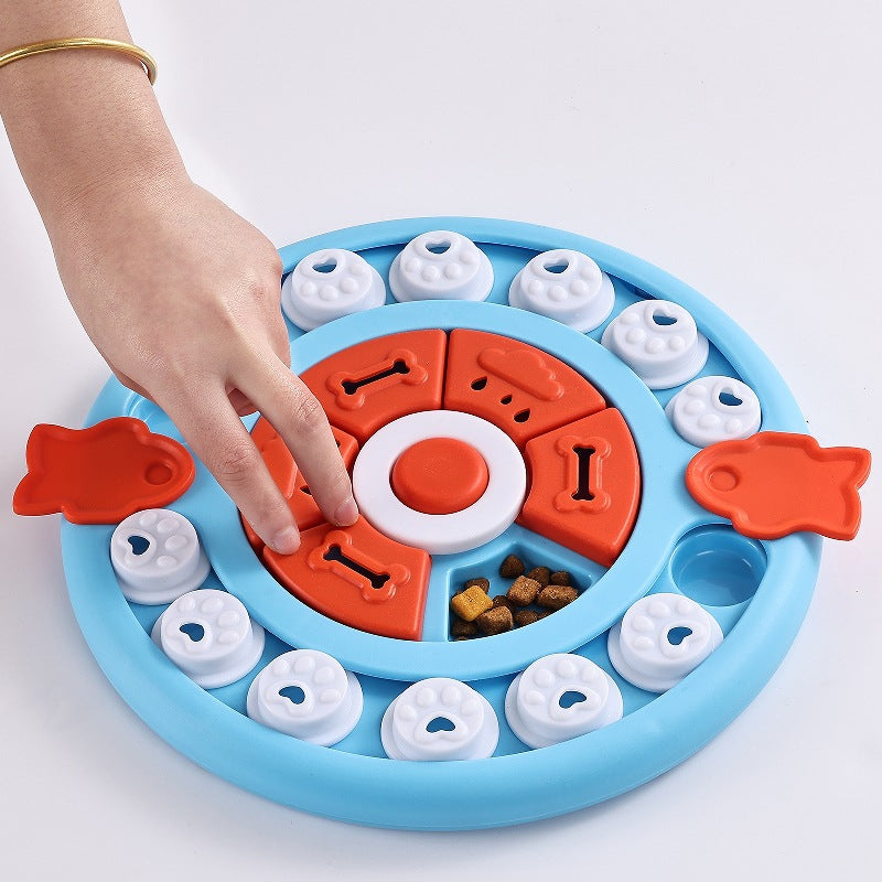Blue Interactive Pet Puzzle Feeder Toy - Slow Eating & Mental Stimulation Game for Dogs & Cats
