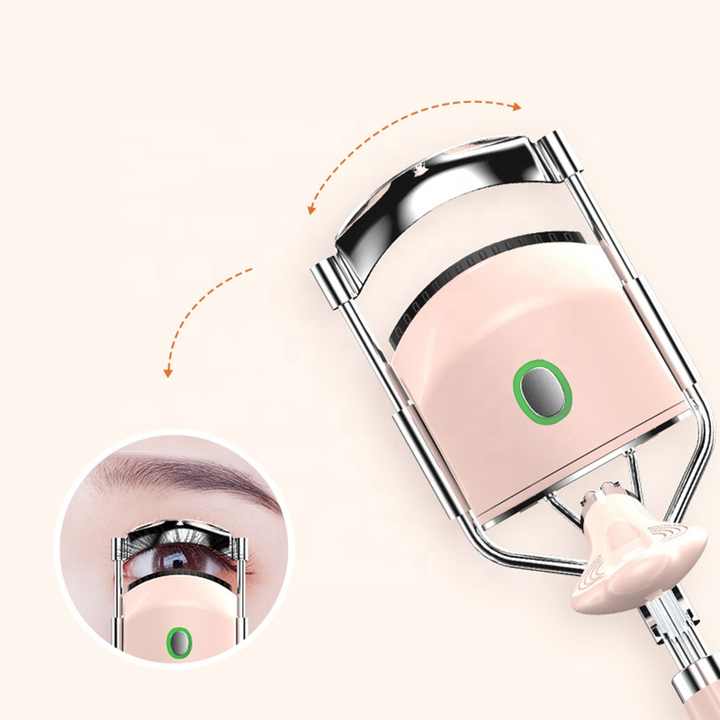White USB-C Rechargeable Heated Eyelash Curler - Gentle Long-Lasting Lift with 2 Temperature Modes & Cute Cat Ear Design