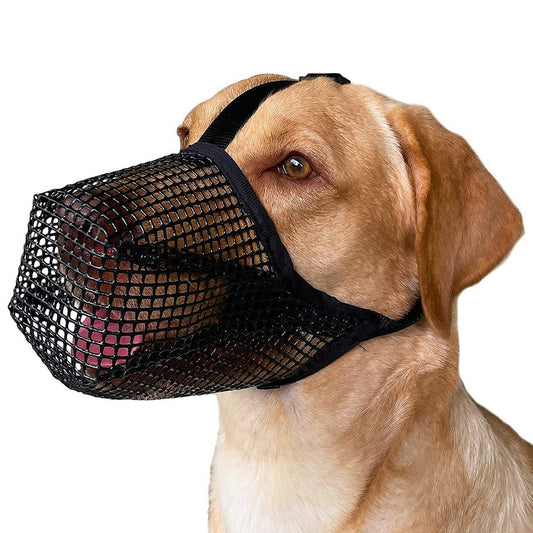 2 Pcs Size XL Black Breathable Mesh Dog Muzzle - Anti-Barking, Biting & Chewing - Adjustable & Comfortable Nylon Muzzle for Dogs