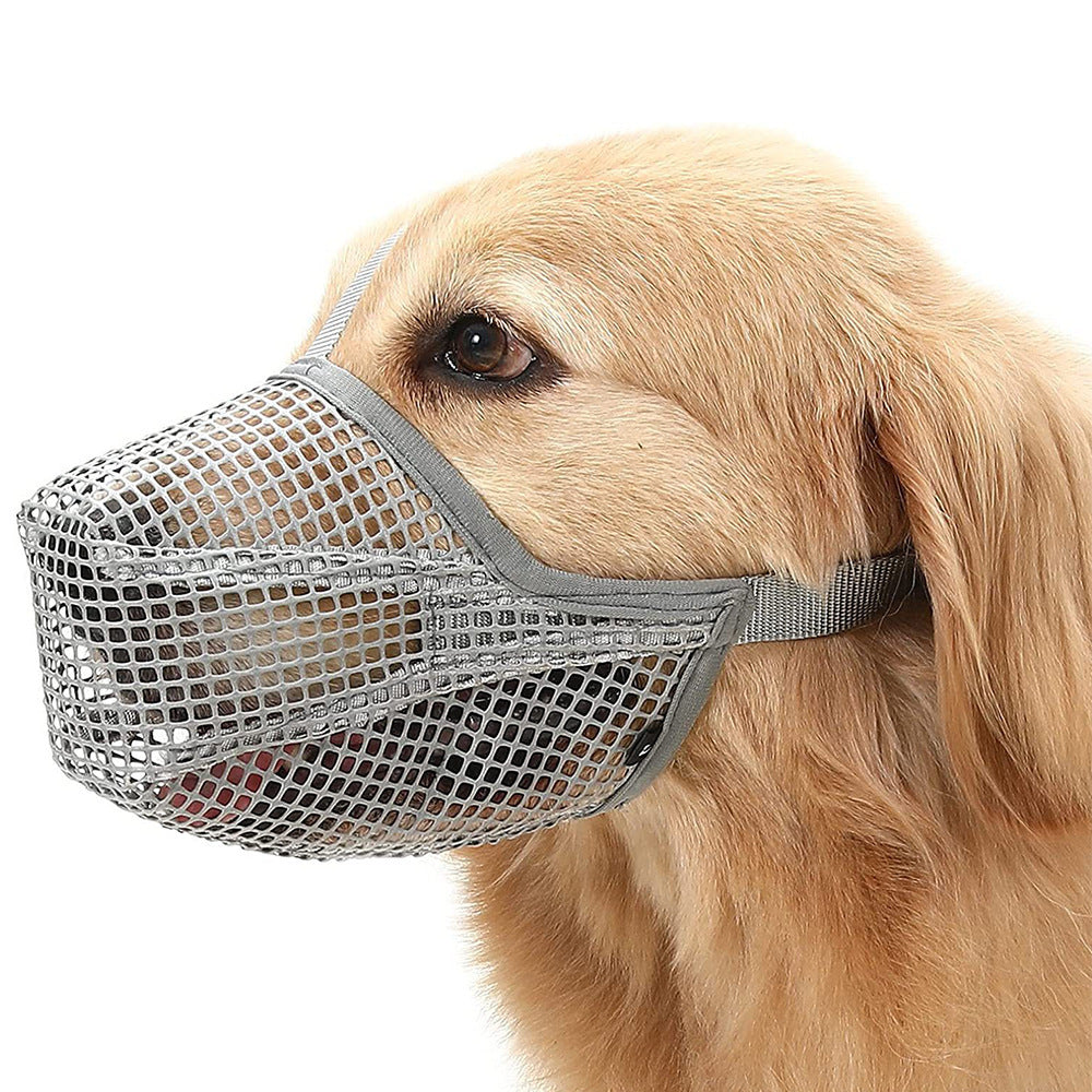 2 Pcs Size XL Grey Breathable Mesh Dog Muzzle - Anti-Barking, Biting & Chewing - Adjustable & Comfortable Nylon Muzzle for Dogs