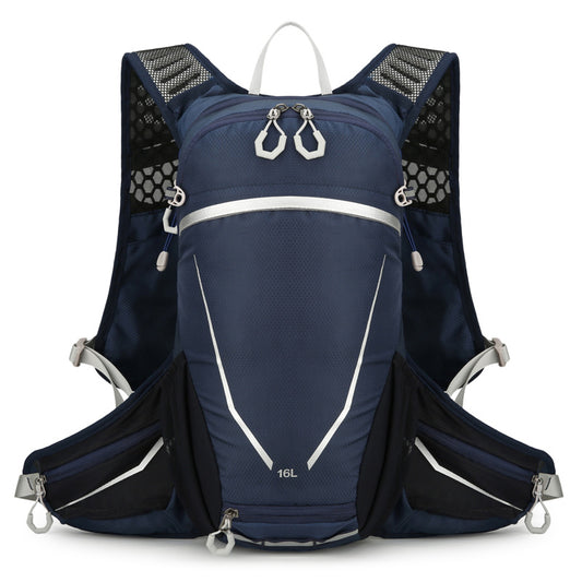 Dark Blue Lightweight 16L Outdoor Cycling & Hiking Backpack - Water-Repellent Nylon Daypack with Reflective Strips