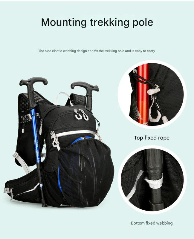 Dark Blue Lightweight 16L Outdoor Cycling & Hiking Backpack - Water-Repellent Nylon Daypack with Reflective Strips