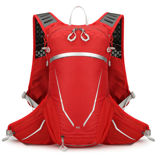 Red Lightweight 16L Outdoor Cycling & Hiking Backpack - Water-Repellent Nylon Daypack with Reflective Strips