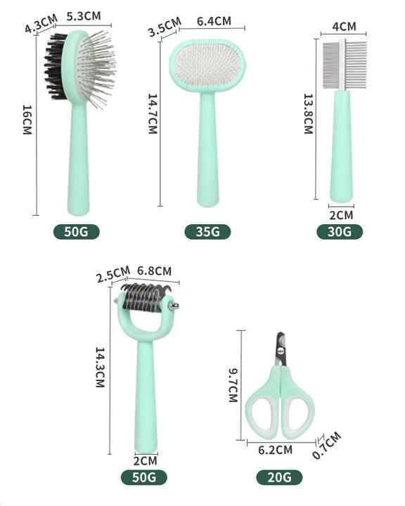 Blue Complete 5-in-1 Pet Grooming Care Kit - Professional Deshedding Brushes, Combs & Nail Clippers Set for Dogs & Cats