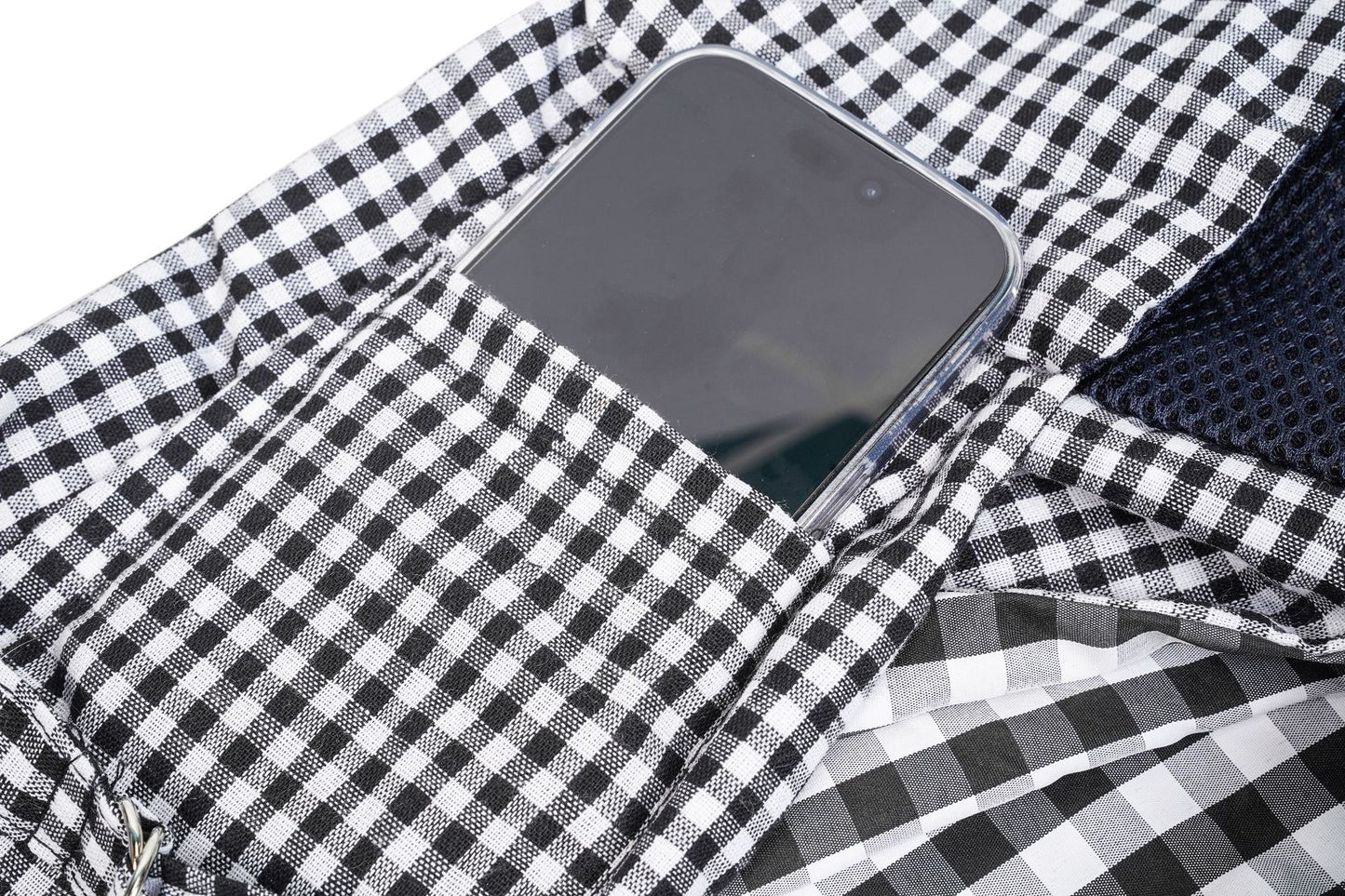 Black and White Checkered Comfortable Pet Sling Carrier for Small Dogs & Cats - Breathable Cotton Checkered Bag, Hands-Free, Safety Features