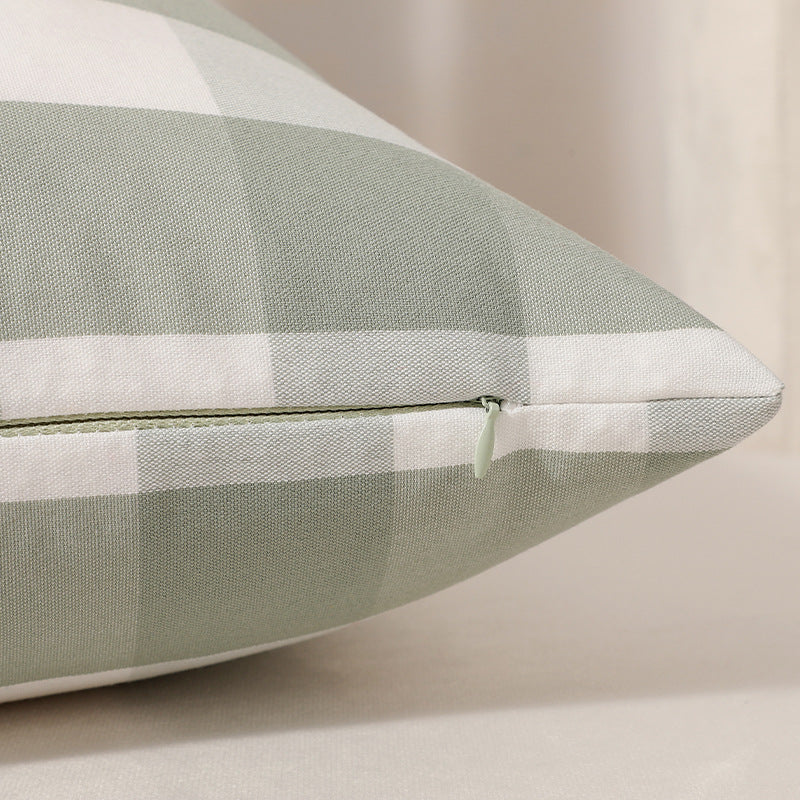 Green Pinstripe Pattern Set of 2 Decorative Cushion Covers - 45x45cm, Soft Polyester (Inserts Not Included)