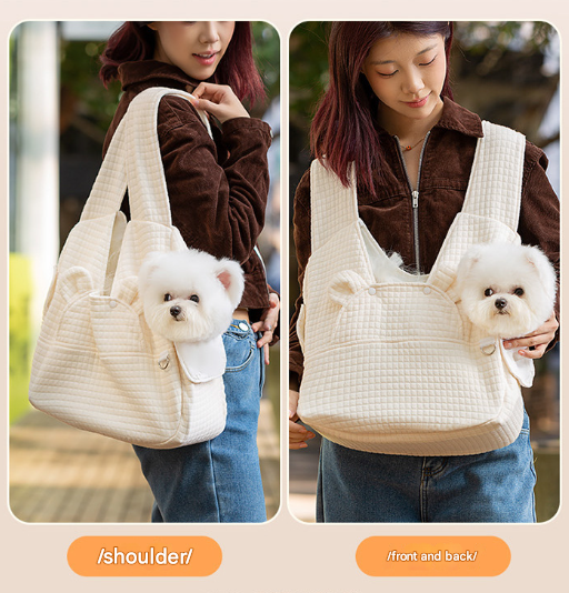 Grey Soft Quilted Pet Carrier Backpack - Front Pack for Small Dogs & Cats (Up to 6kg) | Secure X-Straps, Breathable Design