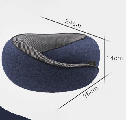 Navy Blue Ergonomic Memory Foam Travel Neck Pillow - U-Shaped Support for Naps & Journeys