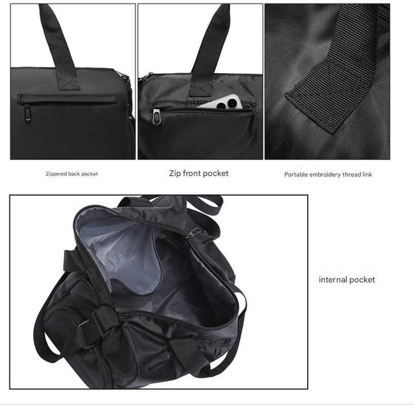 Black Men's Large Capacity Sports Duffel Bag with Wet/Dry Separation Pocket - Travel & Gym Tote