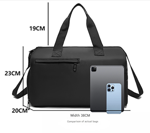 Black Men's Large Capacity Sports Duffel Bag with Wet/Dry Separation Pocket - Travel & Gym Tote