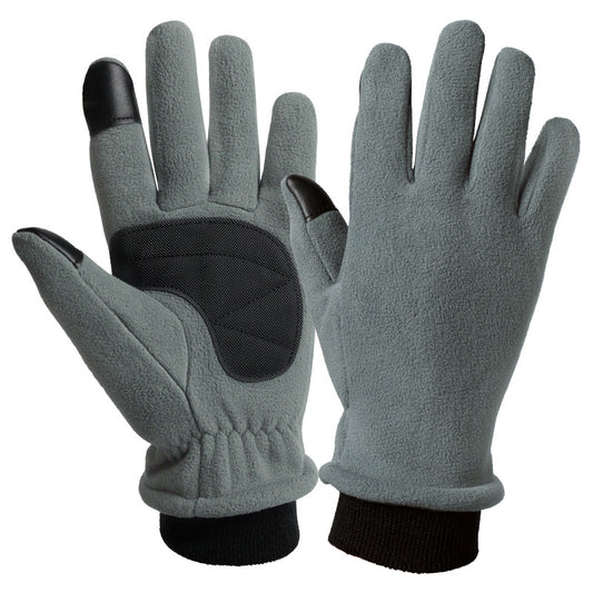 L Grey Warm Windproof Touchscreen Gloves - Anti-Slip Grip for Winter Cycling & Outdoor Sports