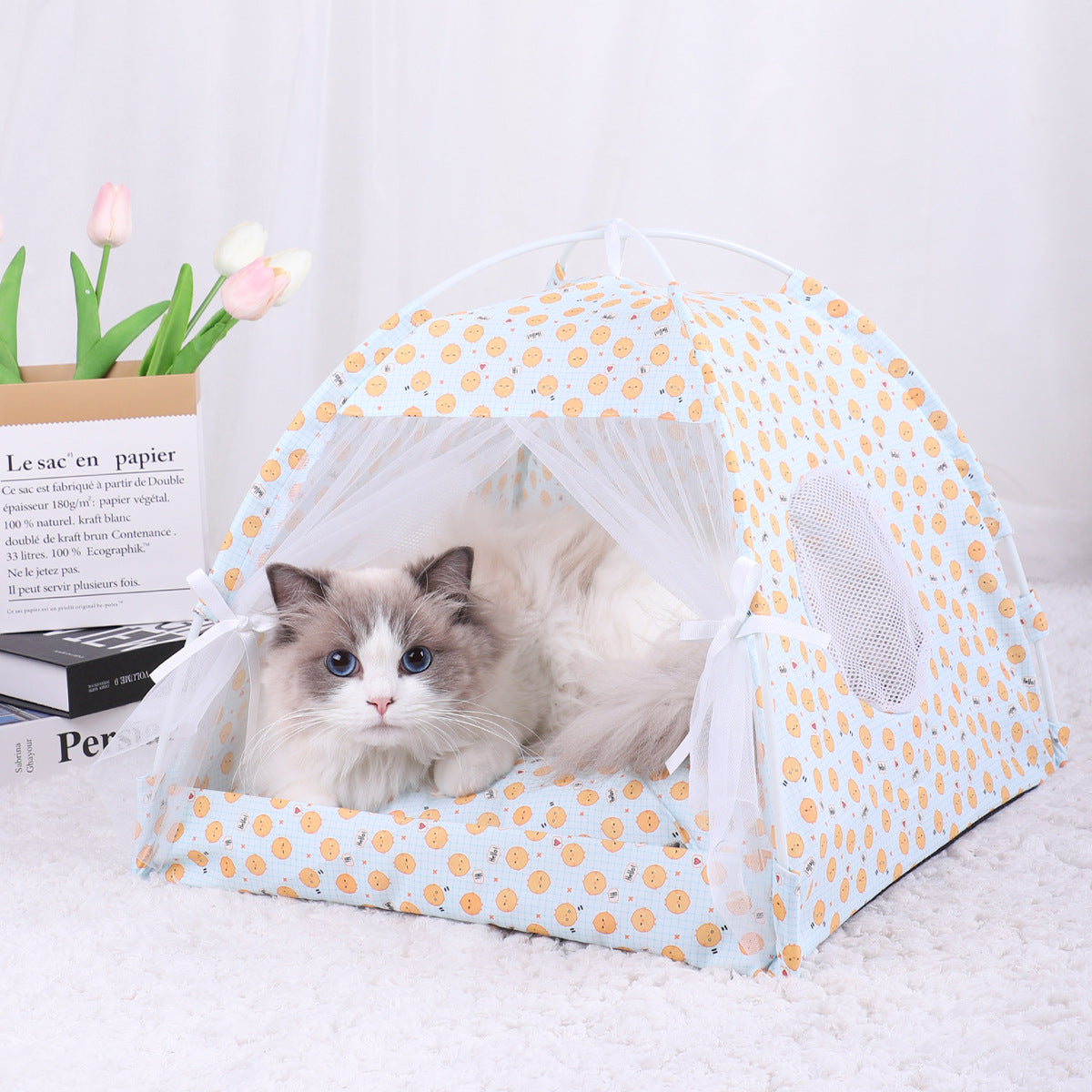 M 40*40CM 10 Catties Within The Pet Yellow Pullet Cooling Summer Pet Tent - Portable Foldable Breathable Outdoor Cat House Shelter