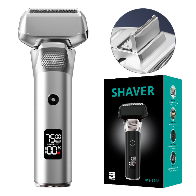 Silver Reciprocating 5-Blade Beard Trimmer - Waterproof Electric Razor for Full-Body Use