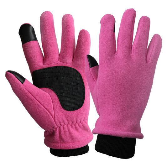 S Pink Warm Windproof Touchscreen Gloves - Anti-Slip Grip for Winter Cycling & Outdoor Sports
