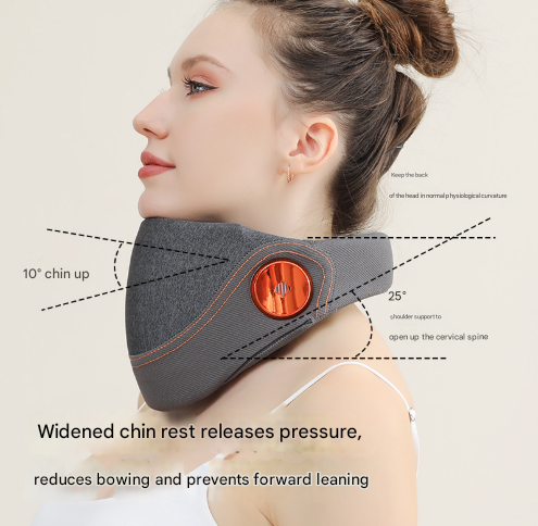 Remote Control Grey Multi-Mode Cervical Traction Neck Massager with Heat Therapy