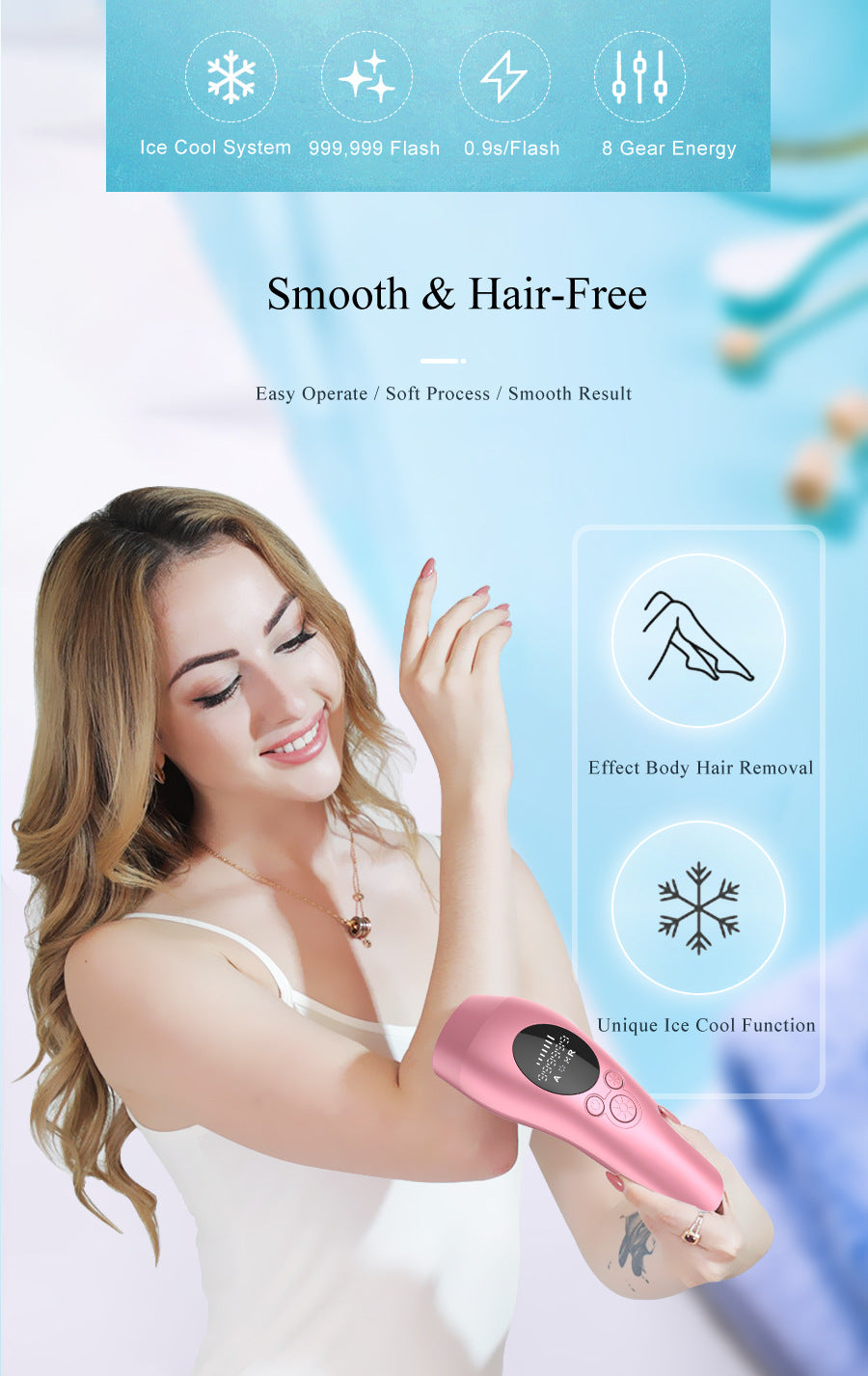 Grey Light Spot Beauty Hair Removal Device - Smooth Skin Solution