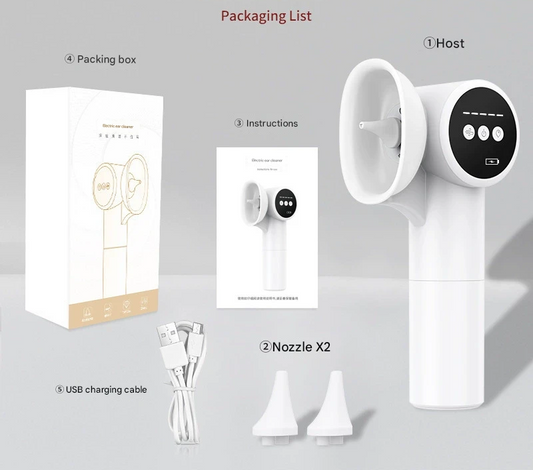 Automatic Electric Ear Wax Removal & Irrigation System - 5 Modes, USB-C, Hot Air Drying(white)