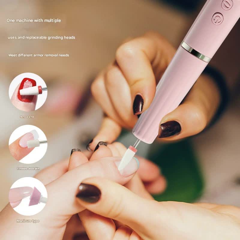 Portable Electric Nail Drill Machine Kit - 18000 RPM, 5-Speed, USB-C Rechargeable with LED Display(Pink)