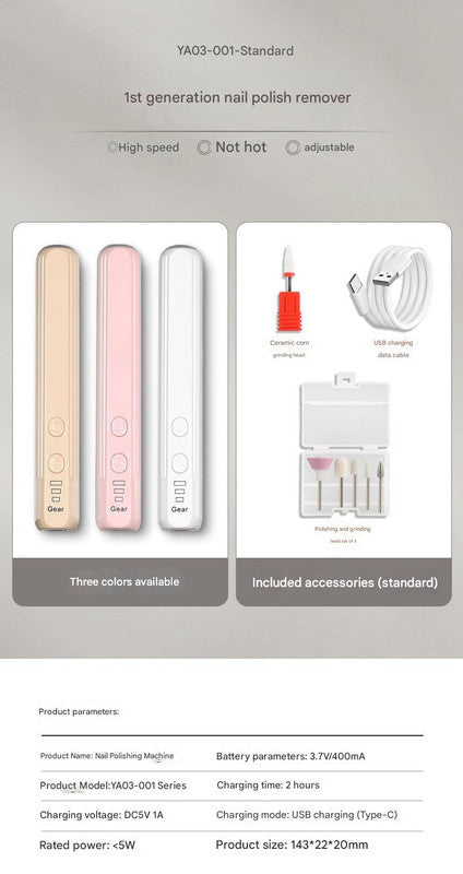 Portable Electric Nail Drill Pen Kit - USB-C Rechargeable, 3-Speed, High Torque, Low Heat(Pink)