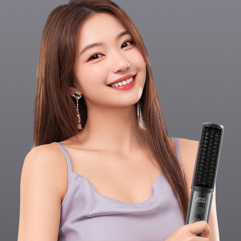 Cordless Hair Straightener Comb - 4 Temperature Settings, USB-C, PTC Heating(purple)