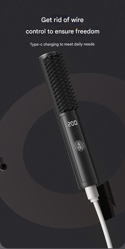 Cordless Hair Straightener Comb - 4 Temperature Settings, USB-C, PTC Heating(purple)