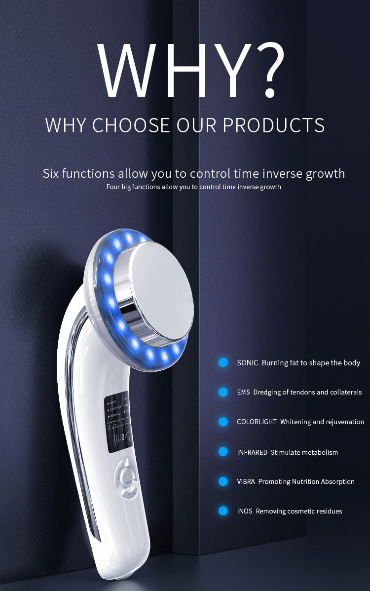 6-in-1 Ultrasonic Slimming & Beautifying RF Device - Body Sculpting & Skin Rejuvenation(black)