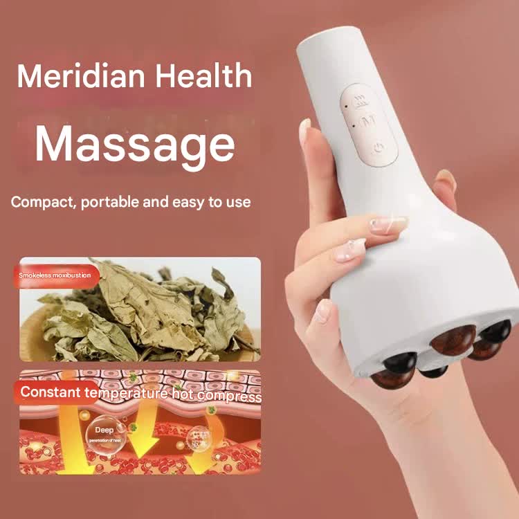 Rechargeable Smokeless Moxibustion & Massage Device with Hot Compress & Red Light Therapy(pink)