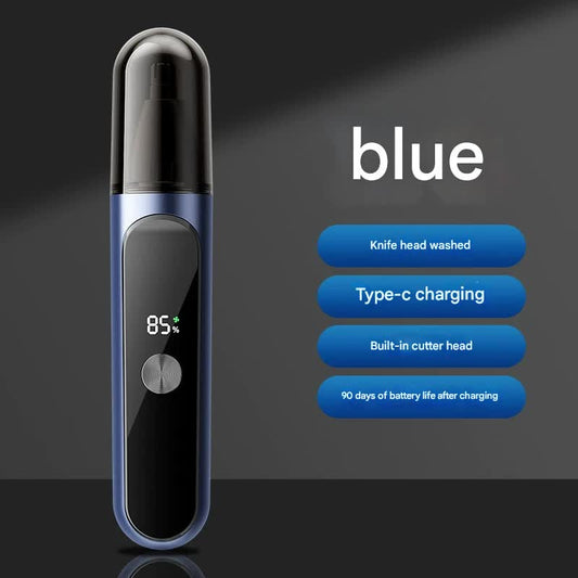Electric Nose & Ear Hair Trimmer - USB-C Rechargeable, LED Display, Washable 360deg Head, Low Noise(blue)