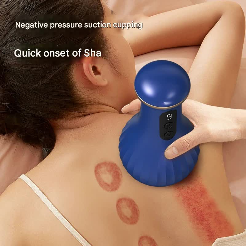 Electric Cupping & Gua Sha Massager - 9 Levels Heat & Suction, Red Light Therapy, USB-C Rechargeable(blue)