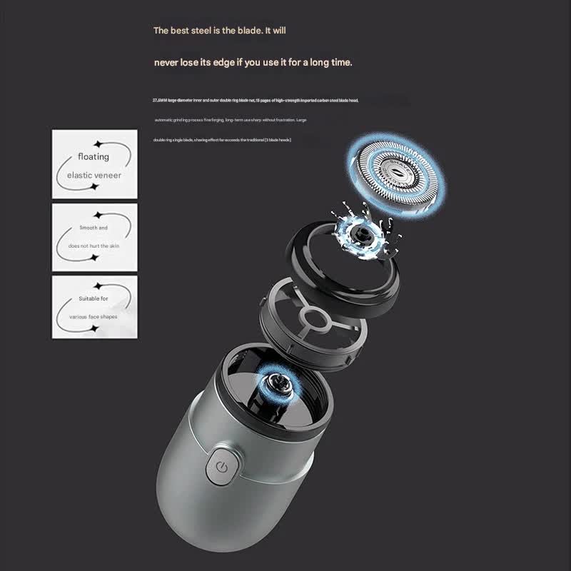 Mini Electric Rotary Shaver - IPX7 Waterproof, 2 Speed Modes, 90-Day Battery Life, USB Rechargeable(grey)